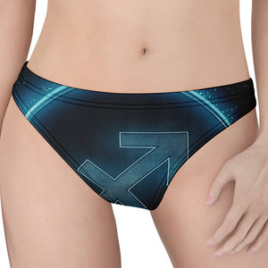 Blue Sagittarius Zodiac Sign Print Women's Thong