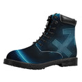 Blue Sagittarius Zodiac Sign Print Padded Collar Lace Up Boots