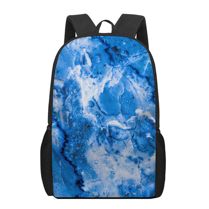 Blue Sapphire Marble Print 17 Inch Backpack