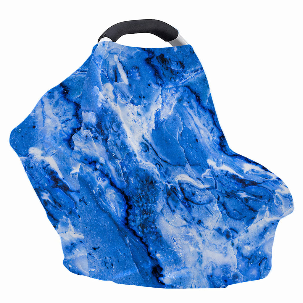 Blue Sapphire Marble Print Baby Seat Cover