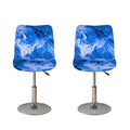 Blue Sapphire Marble Print Bar Stool Covers