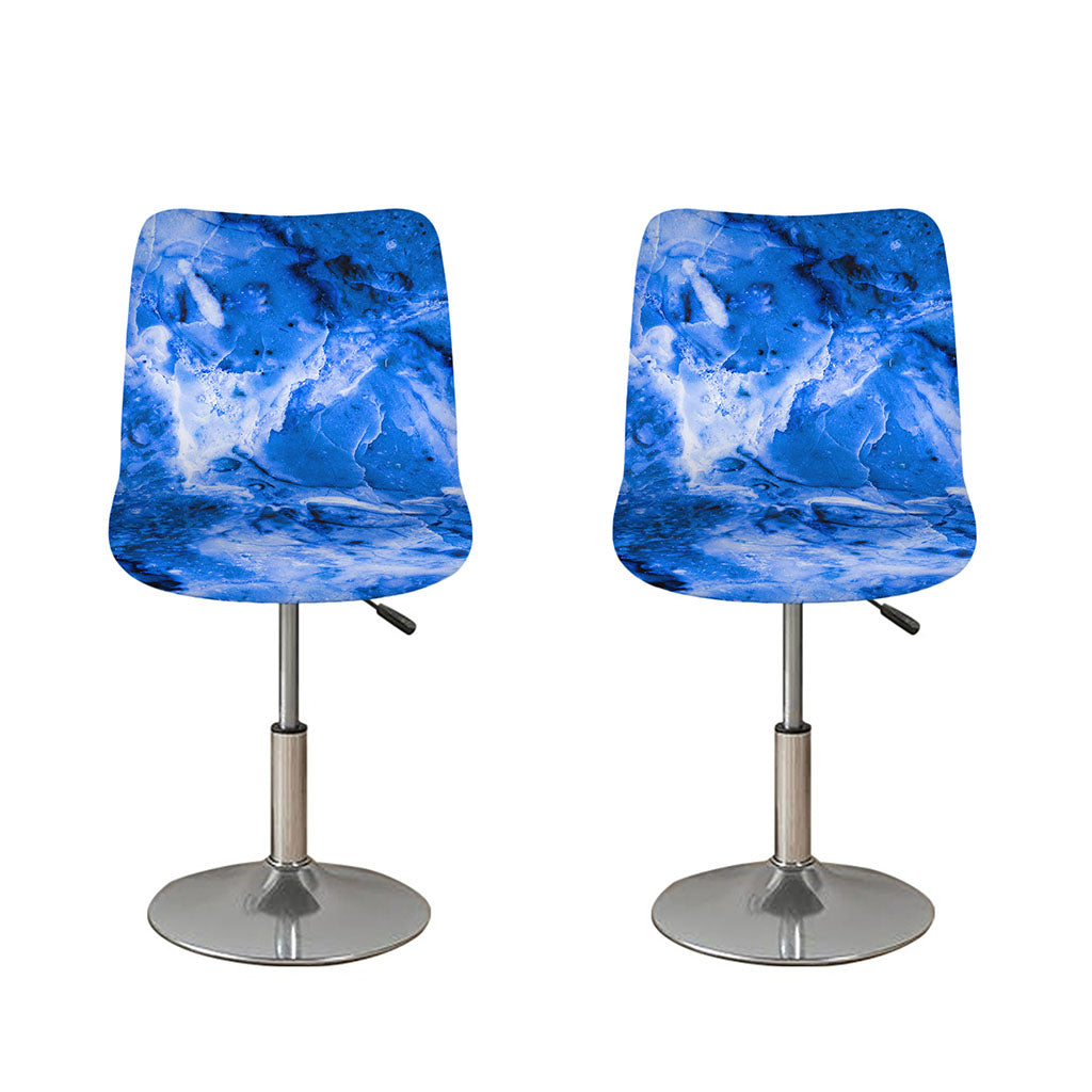 Blue Sapphire Marble Print Bar Stool Covers