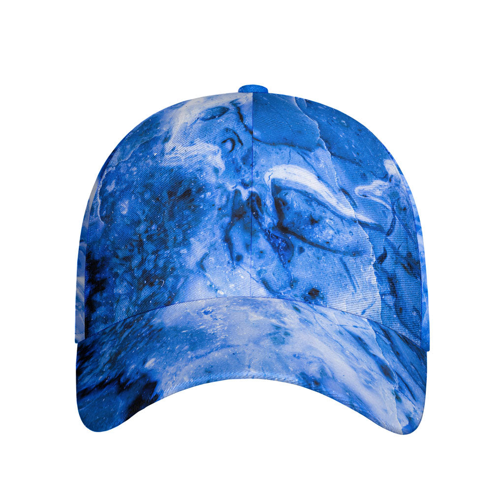 Blue Sapphire Marble Print Baseball Cap
