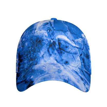 Blue Sapphire Marble Print Baseball Cap