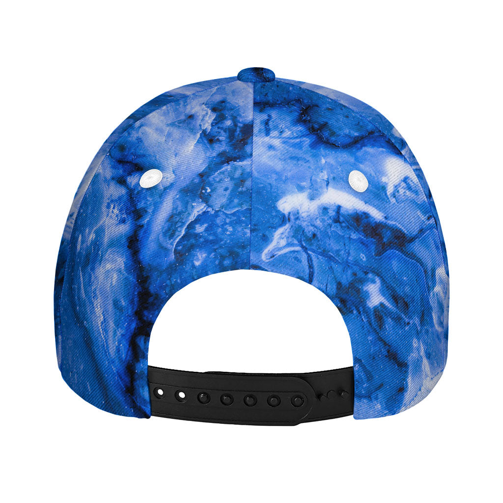 Blue Sapphire Marble Print Baseball Cap