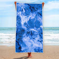 Blue Sapphire Marble Print Beach Towel