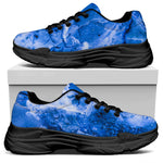 Blue Sapphire Marble Print Black Chunky Shoes