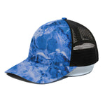 Blue Sapphire Marble Print Black Mesh Trucker Cap