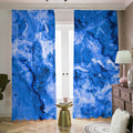 Blue Sapphire Marble Print Dimout Pencil Pleat Curtains
