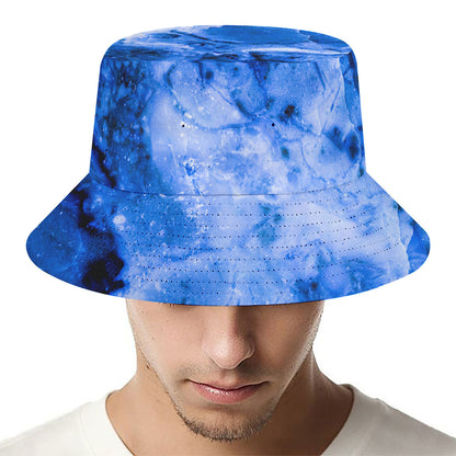 Blue Sapphire Marble Print Bucket Hat