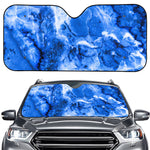 Blue Sapphire Marble Print Car Windshield Sun Shade