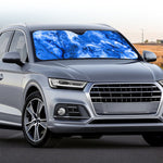 Blue Sapphire Marble Print Car Windshield Sun Shade