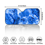 Blue Sapphire Marble Print Car Windshield Sun Shade