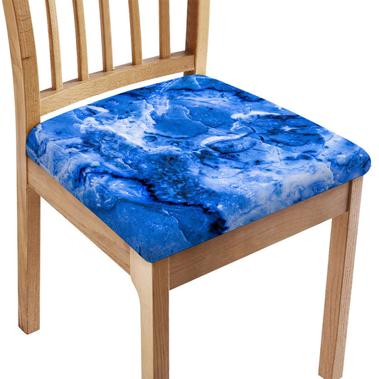 Blue Sapphire Marble Print Chair Cushion Cover