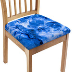 Blue Sapphire Marble Print Chair Cushion Cover