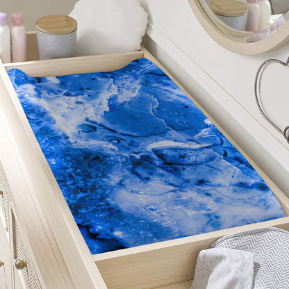 Blue Sapphire Marble Print Changing Pad Cover