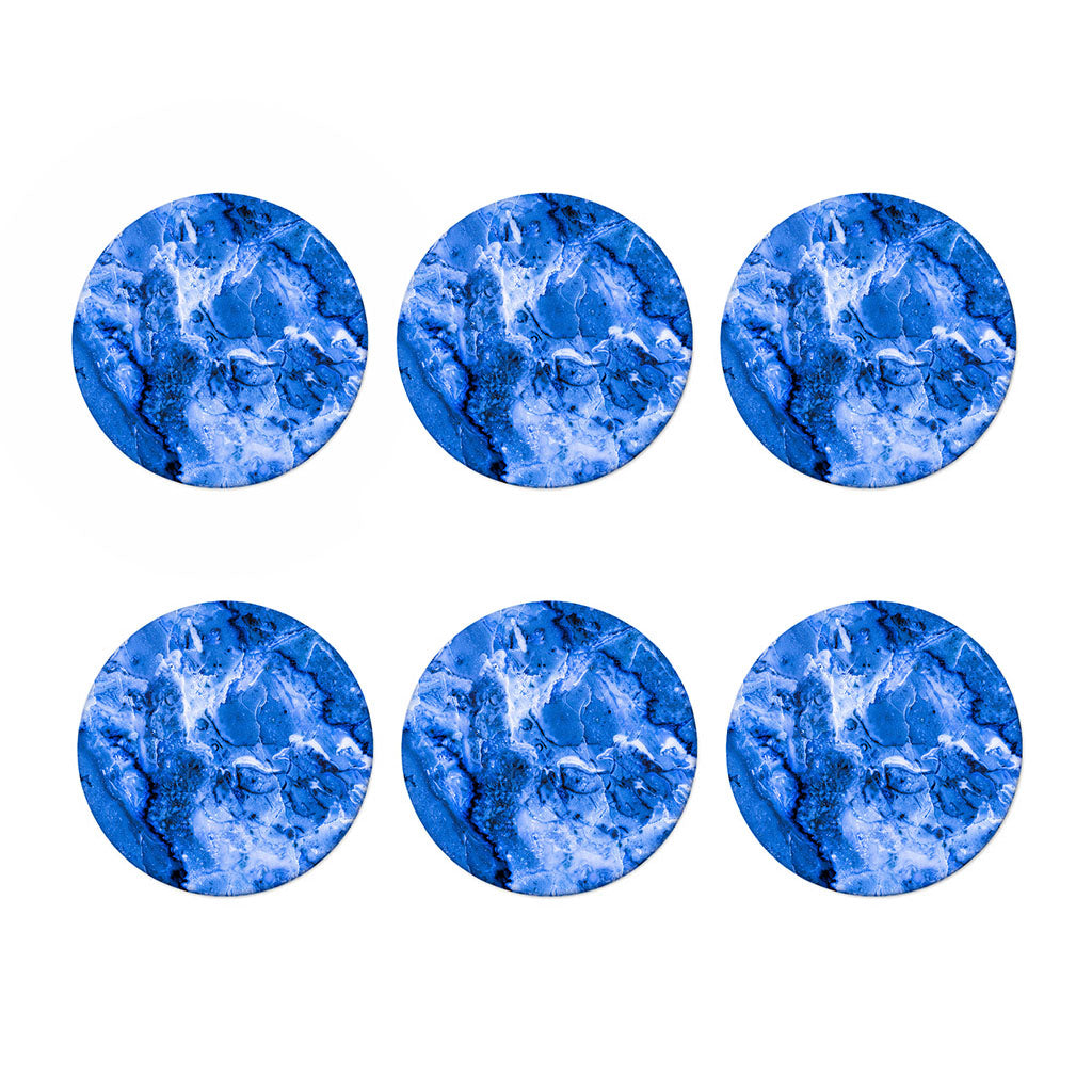 Blue Sapphire Marble Print Coaster Set