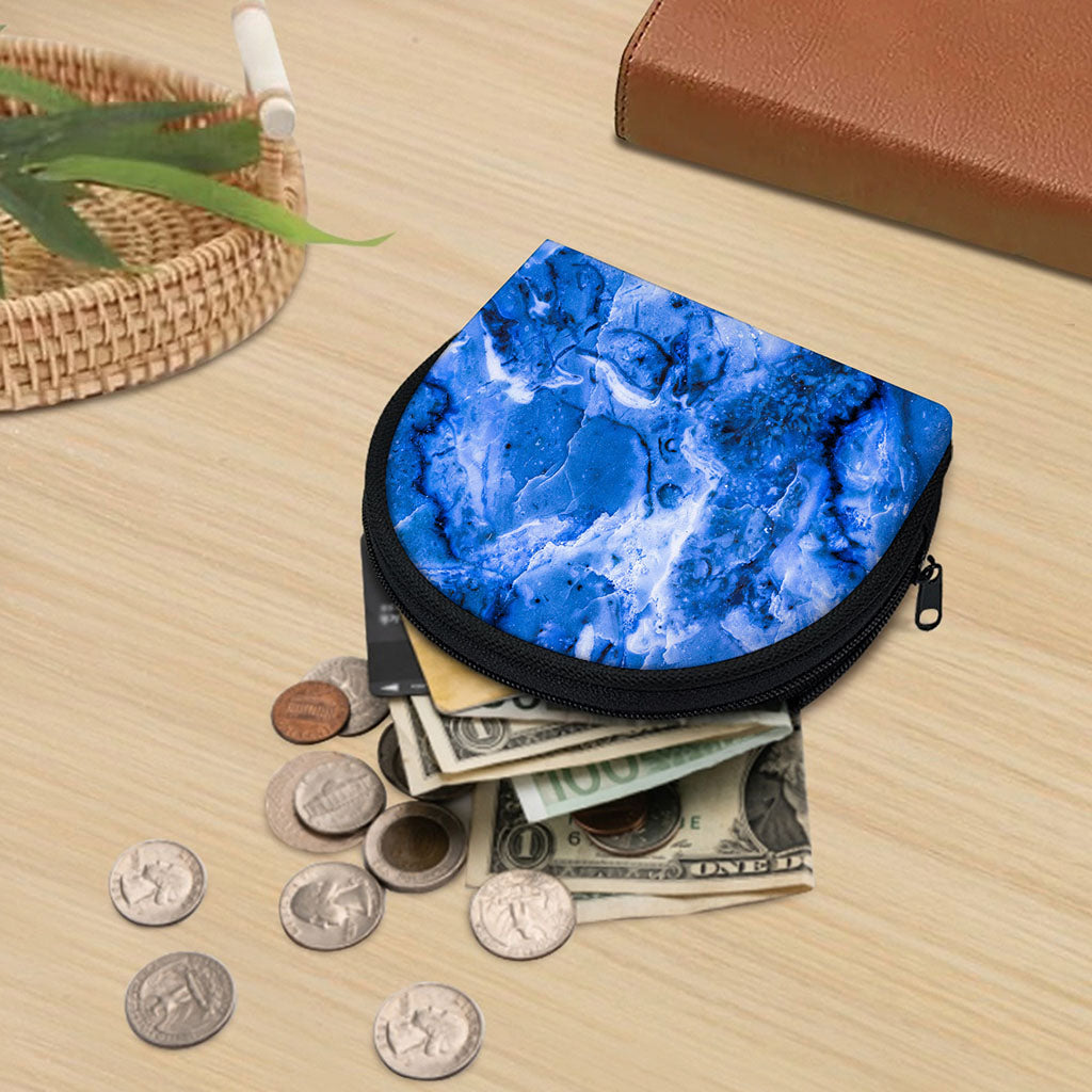 Blue Sapphire Marble Print Coin Purse