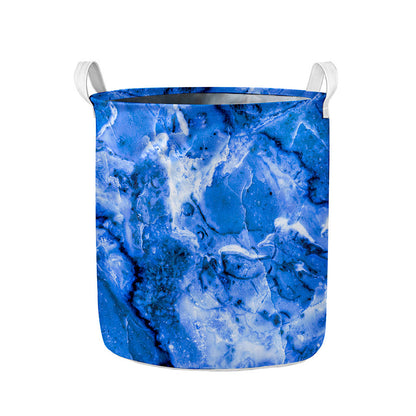 Blue Sapphire Marble Print Collapsible Laundry Basket