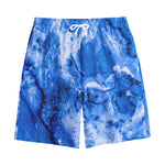 Blue Sapphire Marble Print Cotton Shorts