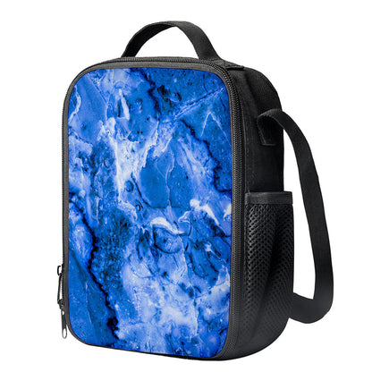 Blue Sapphire Marble Print Crossbody Lunch Bag