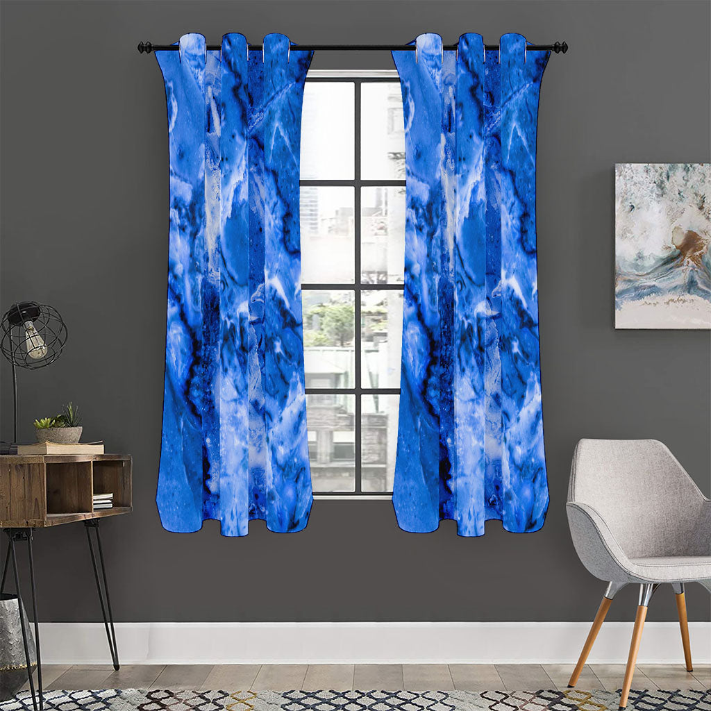 Blue Sapphire Marble Print Curtain