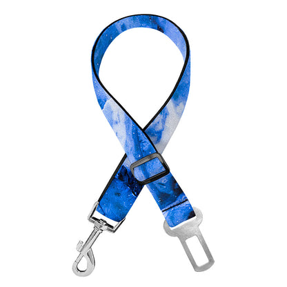 Blue Sapphire Marble Print Dog Seat Belt