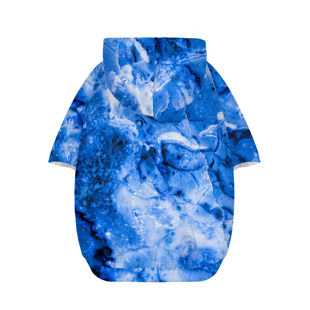 Blue Sapphire Marble Print Dog Zip Up Hoodie