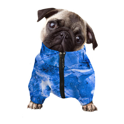 Blue Sapphire Marble Print Dog Zip Up Jacket