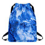 Blue Sapphire Marble Print Drawstring Backpack