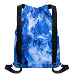 Blue Sapphire Marble Print Drawstring Backpack