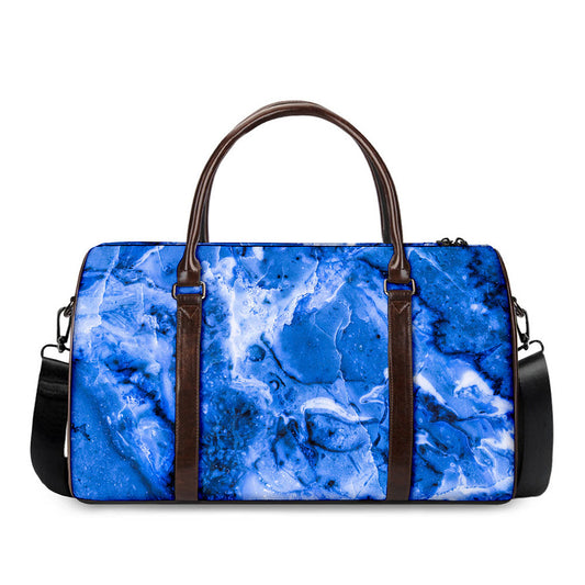 Blue Sapphire Marble Print Duffle Bag
