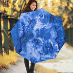 Blue Sapphire Marble Print Foldable Umbrella