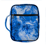 Blue Sapphire Marble Print Front Pocket Bible Bag