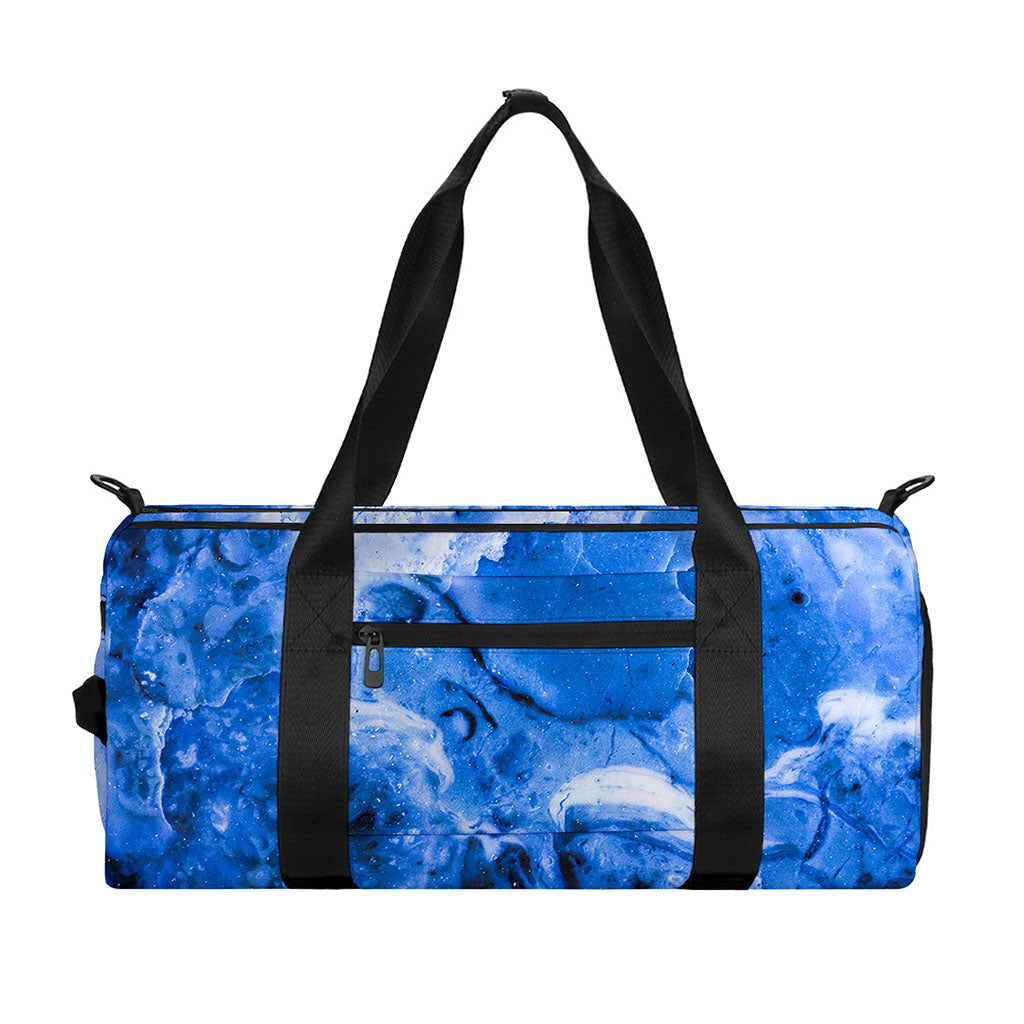 Blue Sapphire Marble Print Gym Bag