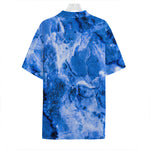 Blue Sapphire Marble Print Hawaiian Shirt