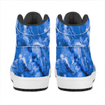 Blue Sapphire Marble Print High Top Leather Sneakers