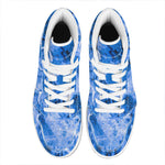Blue Sapphire Marble Print High Top Leather Sneakers
