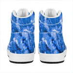 Blue Sapphire Marble Print High Top Leather Sneakers
