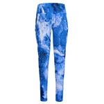 Blue Sapphire Marble Print High-Waisted Pocket Leggings