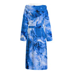Blue Sapphire Marble Print Hooded Bathrobe