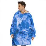 Blue Sapphire Marble Print Hoodie Blanket