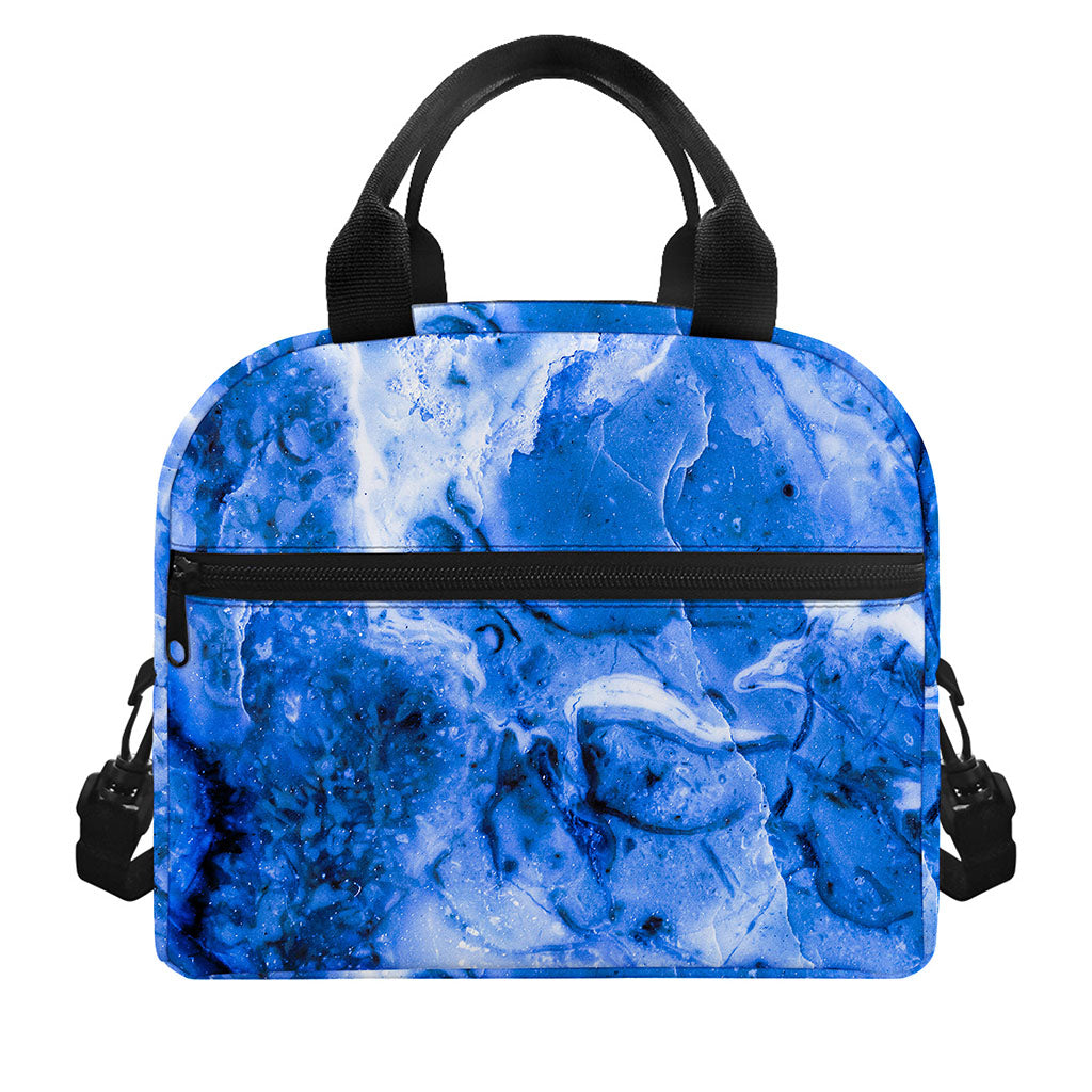 Blue Sapphire Marble Print Insulated Lunch Bag