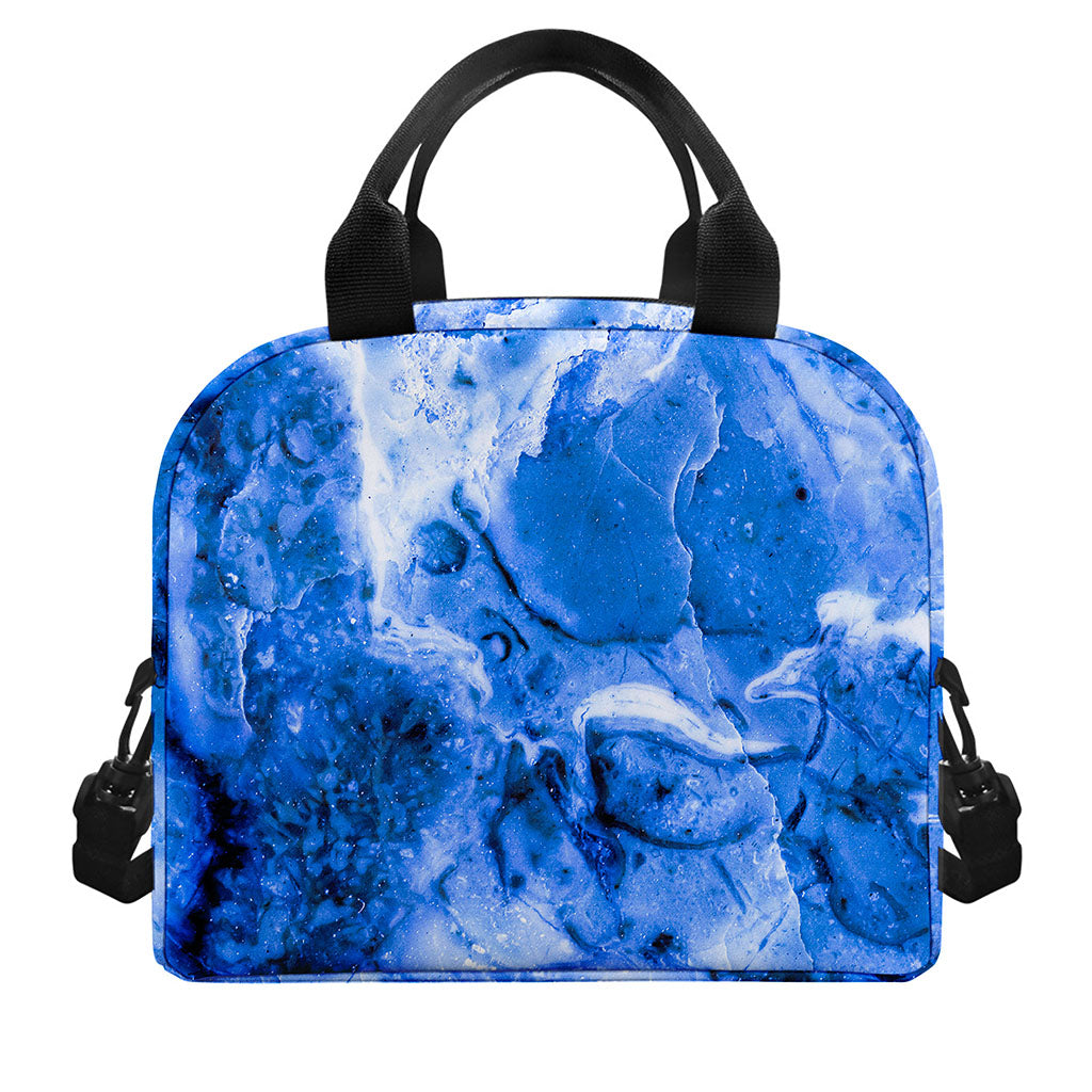 Blue Sapphire Marble Print Insulated Lunch Bag
