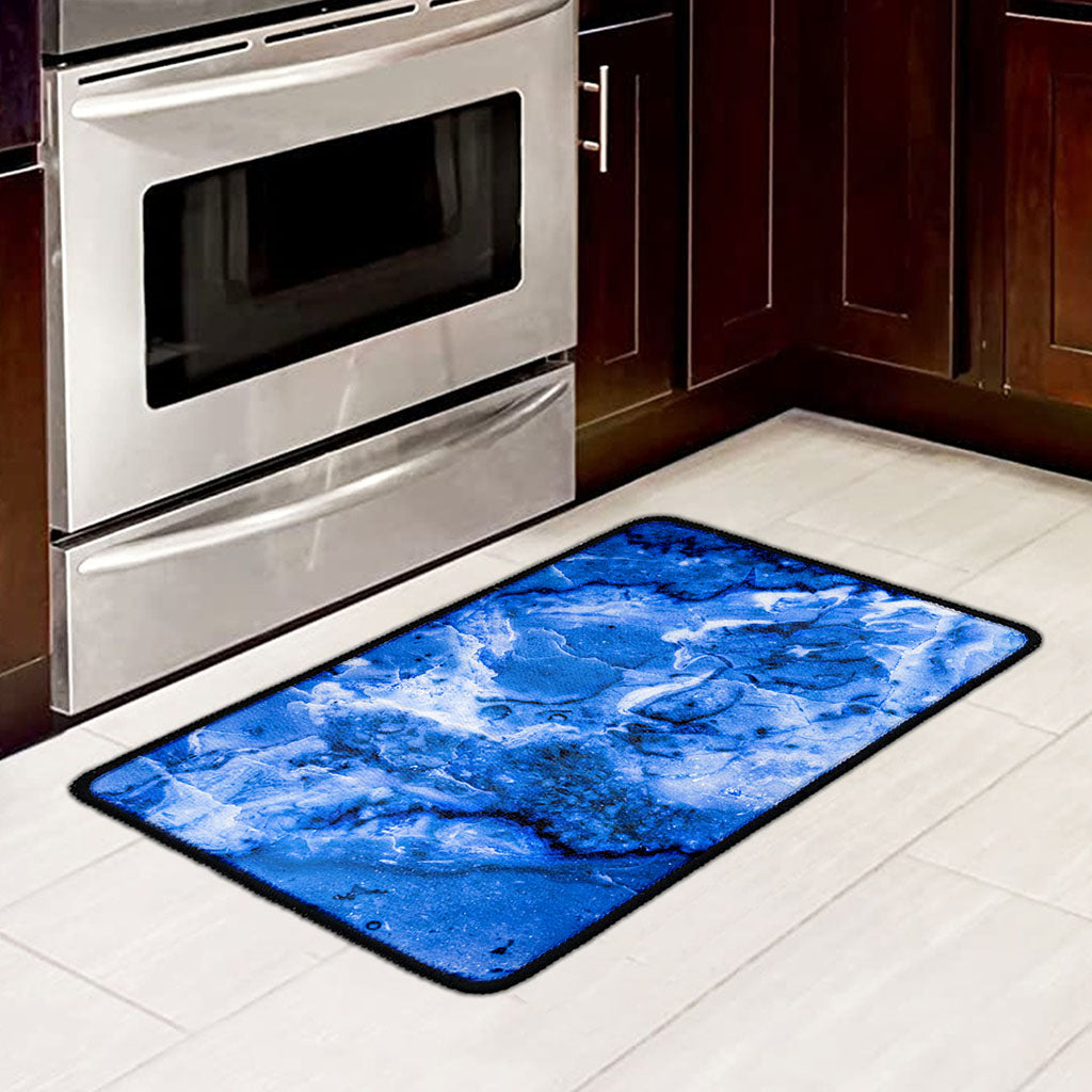 Blue Sapphire Marble Print Kitchen Mat