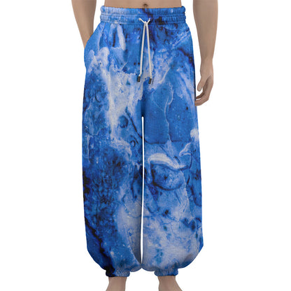 Blue Sapphire Marble Print Lantern Pants