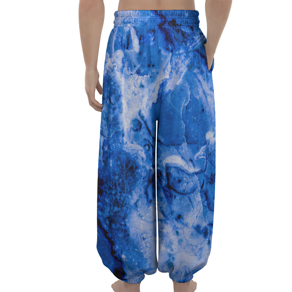 Blue Sapphire Marble Print Lantern Pants