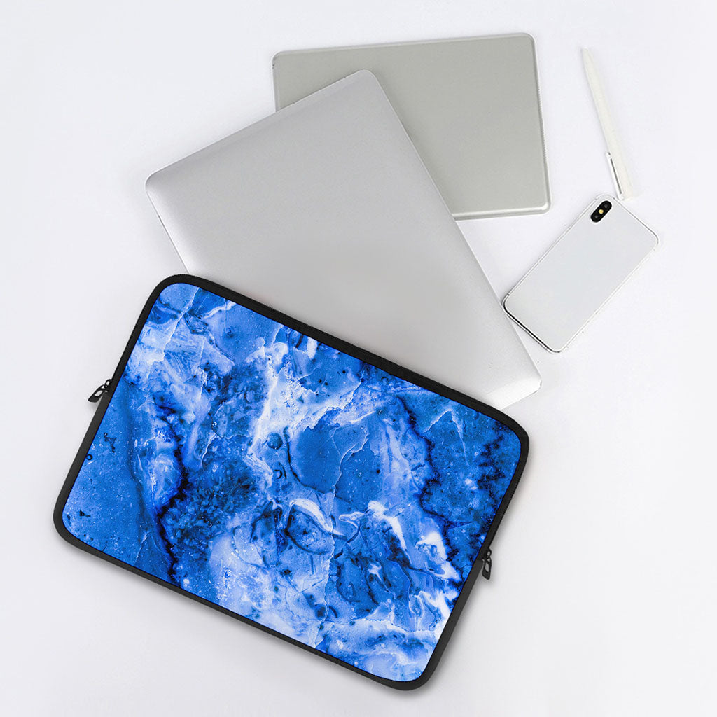 Blue Sapphire Marble Print Laptop Sleeve