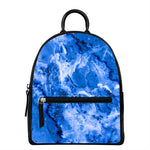 Blue Sapphire Marble Print Leather Backpack