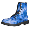Blue Sapphire Marble Print Lace-Up Boots